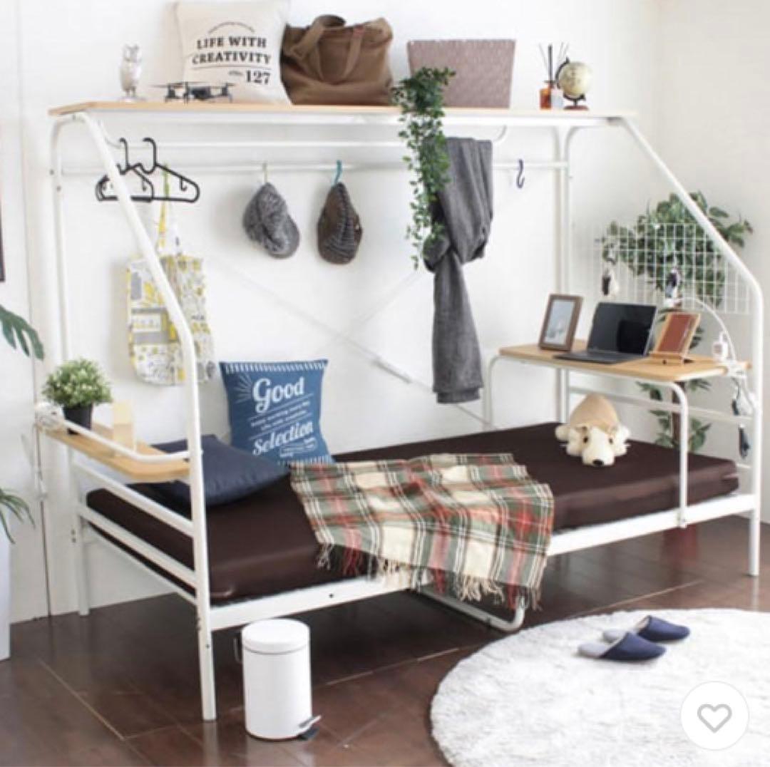 組み立て工具付　シングル　システムベッド　デスク付き ベッドフレーム