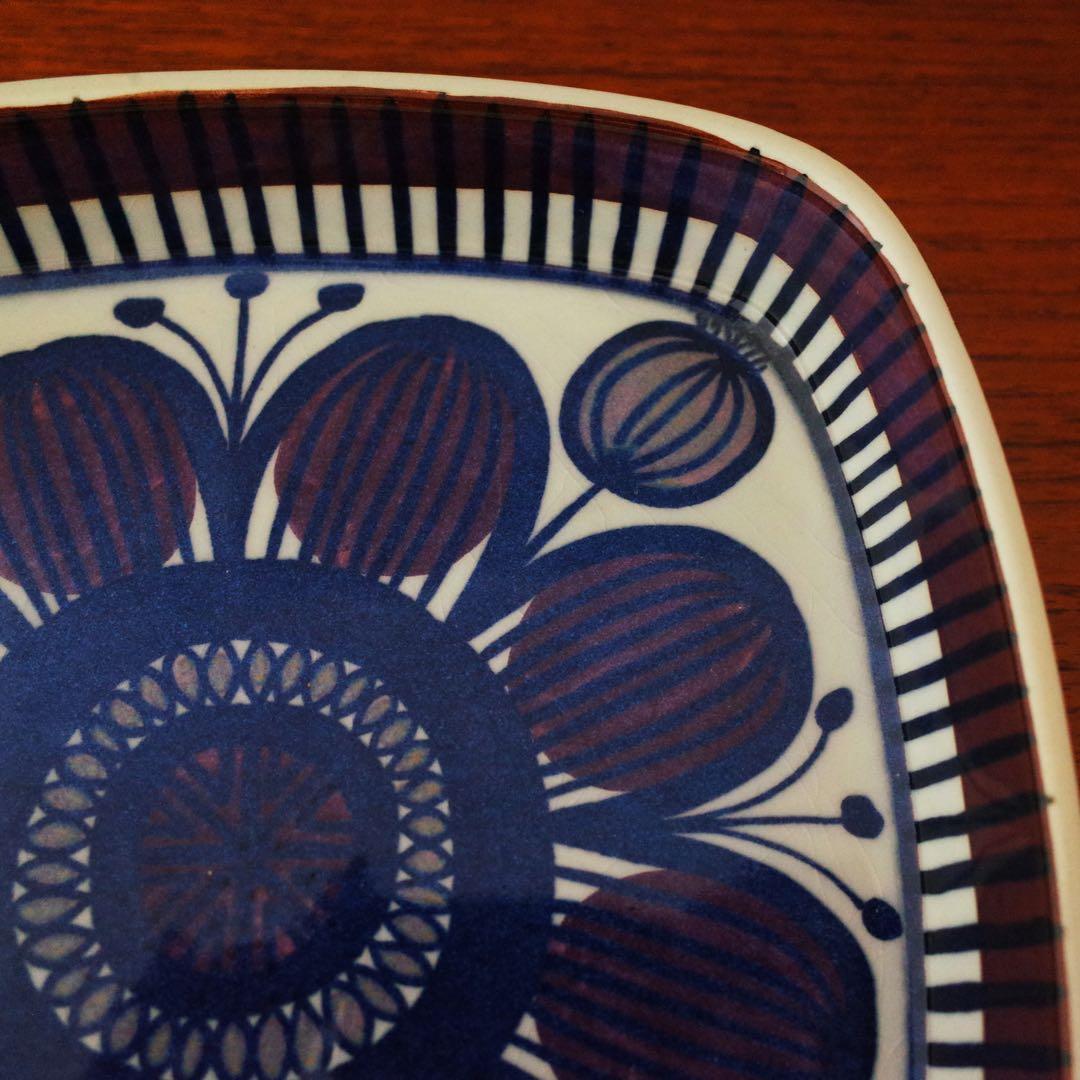 ロイヤルコペンハーゲン／角皿／花／パープル紫フラワー／レトロ北欧