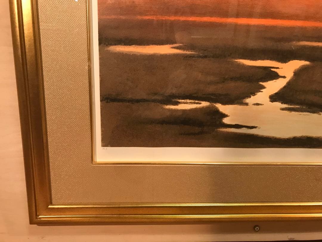 岩橋英遠　「湿原を翔ぶ」　リトグラフ　直筆サイン・落款・作品証明シール有り