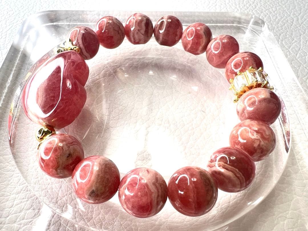 ハート型インカローズ♡インカローズブレスレット　バラ色の人生