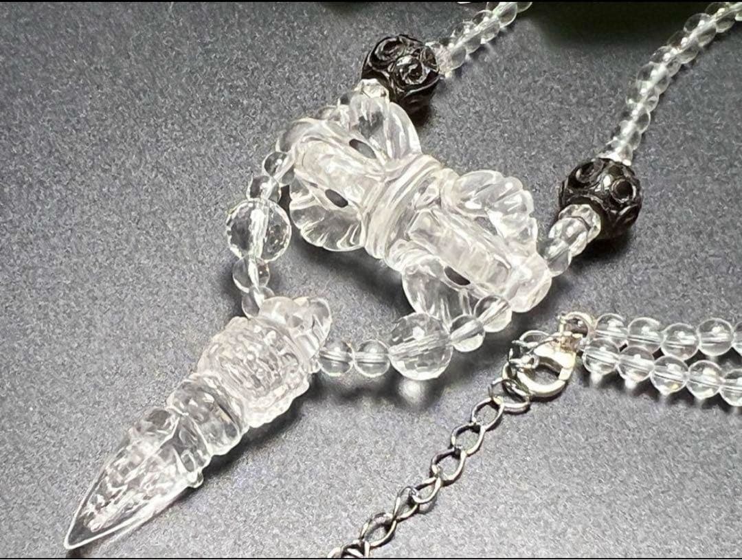 水晶バジュラ&プルパネックレス　結界張って 魔除け 密教から最高の武器