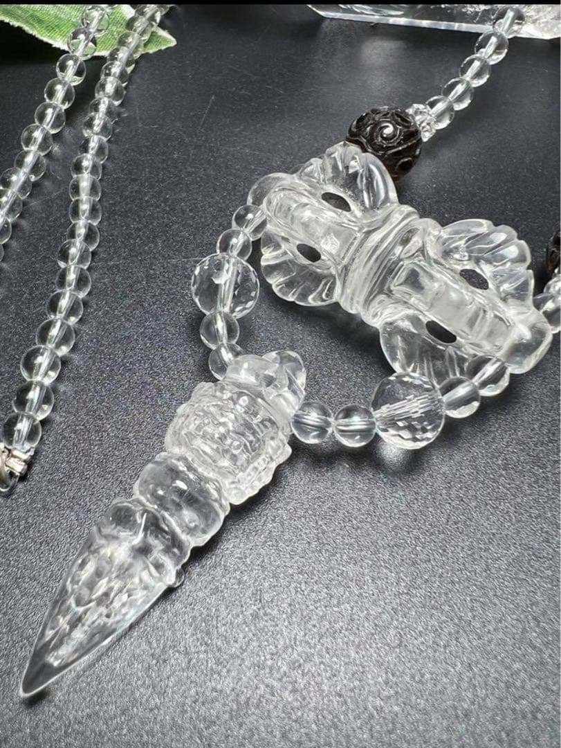 水晶バジュラ&プルパネックレス　結界張って 魔除け 密教から最高の武器