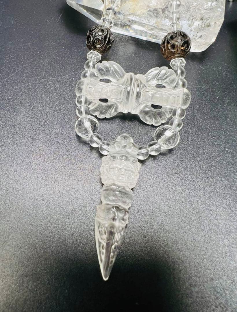 水晶バジュラ&プルパネックレス　結界張って 魔除け 密教から最高の武器