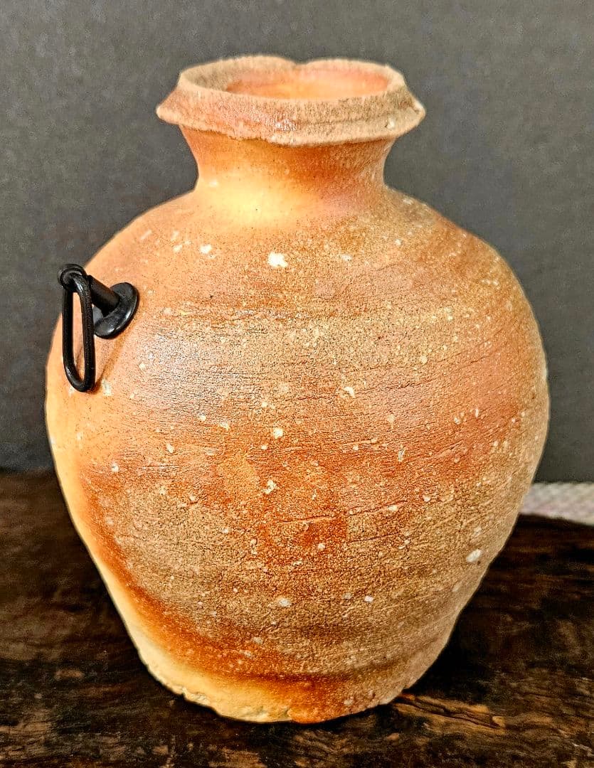 信楽焼 高橋光三 作 五代高橋楽斎 蹲掛花入 茶道具茶器 共箱 14.0cm