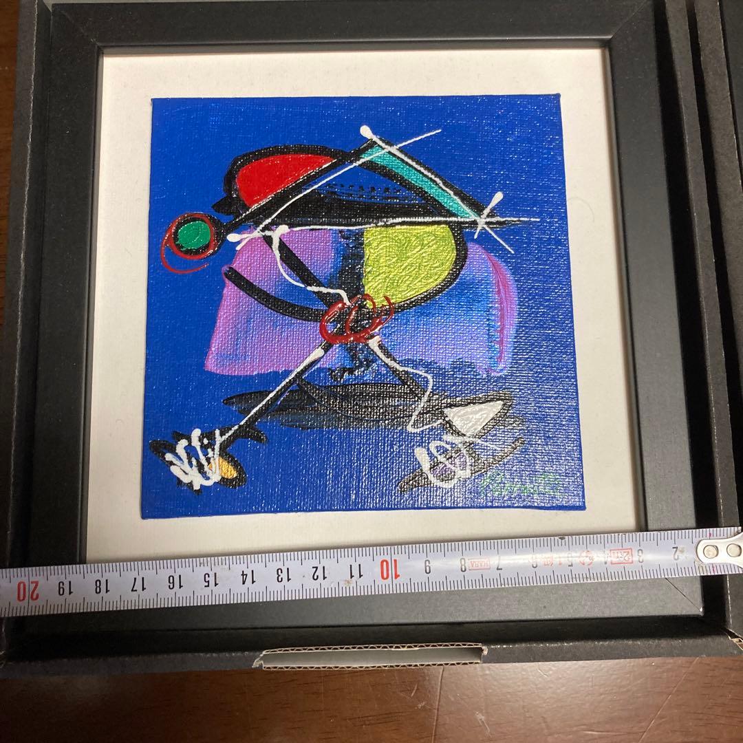 ★アトリエ直購入★ 著名フランスアーティスト キャンバスアート 青 赤