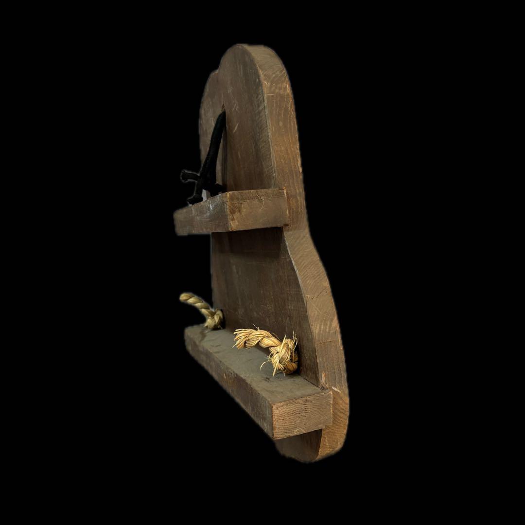 下駄屋 時代看板 おかめ 木彫り 51cm 縁起物 壁掛け