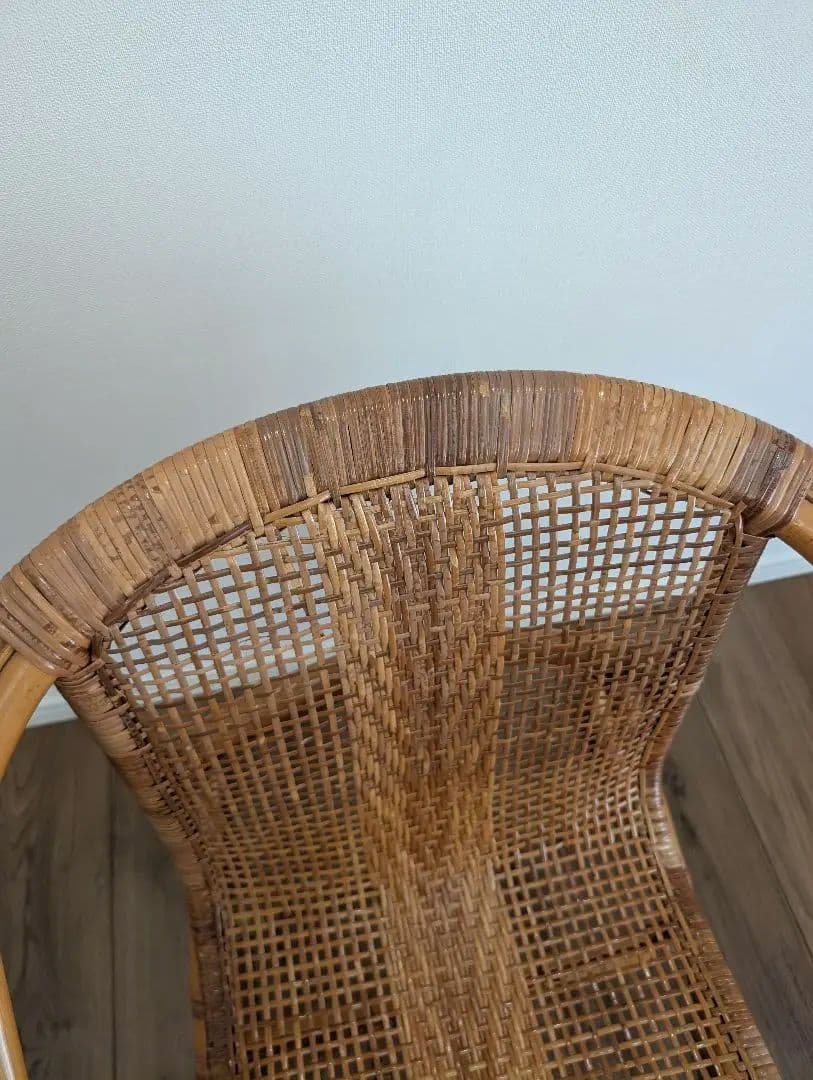 古家具ナチュラル天然素材◾️籐ラタンフレーム ラタンチェア 椅子 アームチェア