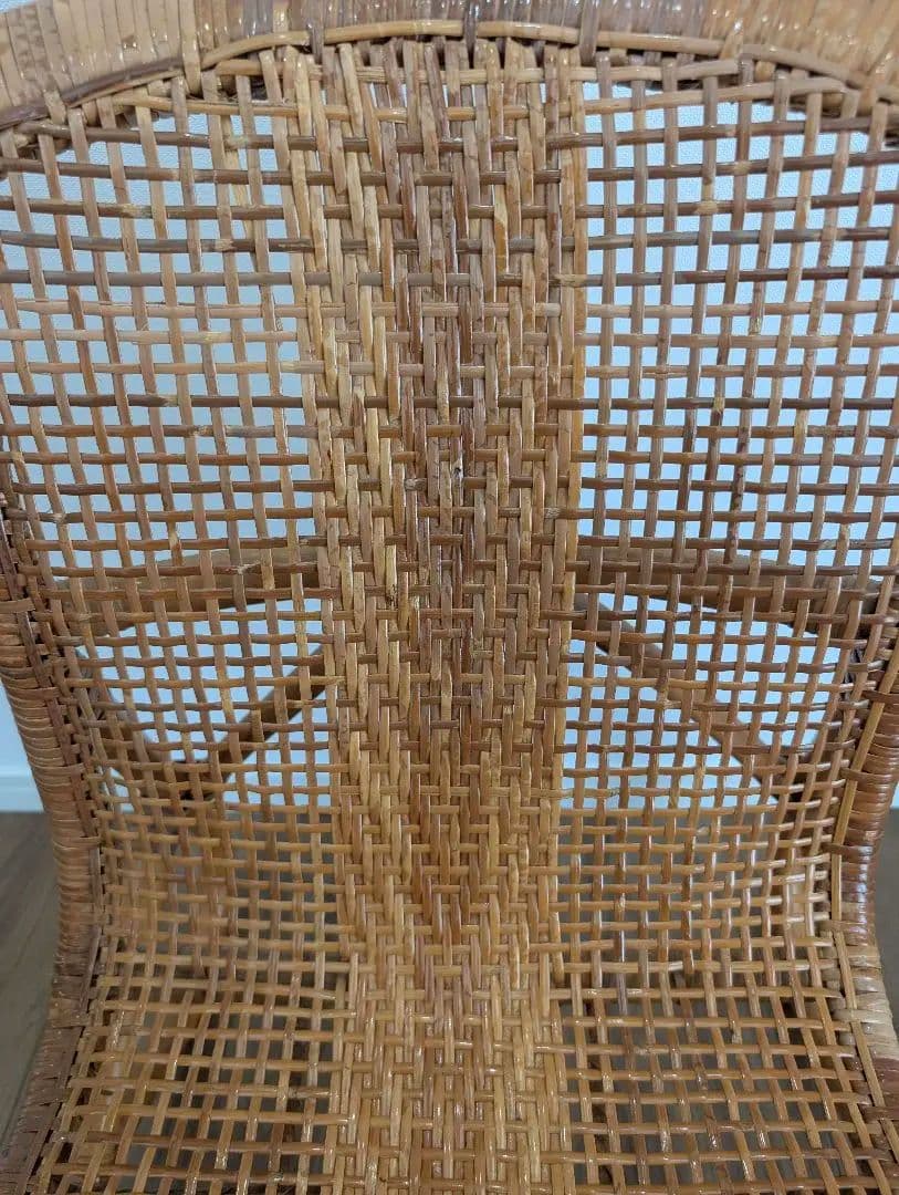 古家具ナチュラル天然素材◾️籐ラタンフレーム ラタンチェア 椅子 アームチェア