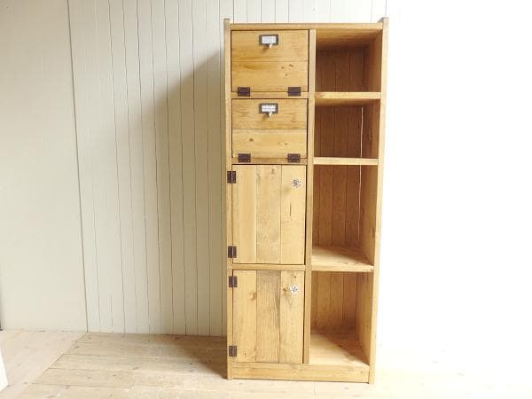 サイズデザインオーダー可2バッタン扉２扉キャビネットナチュラルブラウン●受注製作