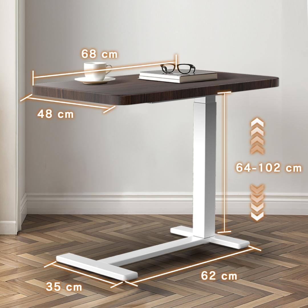在宅勤務用 サイドテーブル 気圧昇降ベッドテーブル 64～102cm高さ調整可能