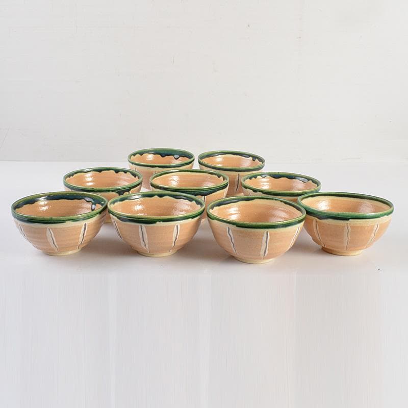 茶道具 桃山窯 林英二造 赤織部 数茶碗 9客 共箱 V 6116C - メルカリ