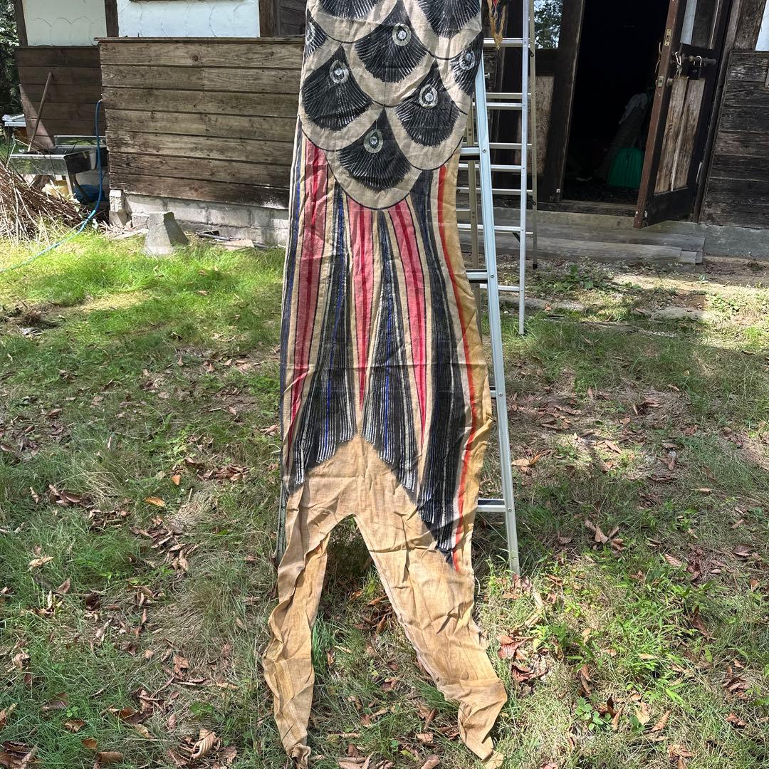 【希少・古布】蔵出しアンティーク鯉のぼり 麻布製 手描き彩色 5.2m 昭和初期