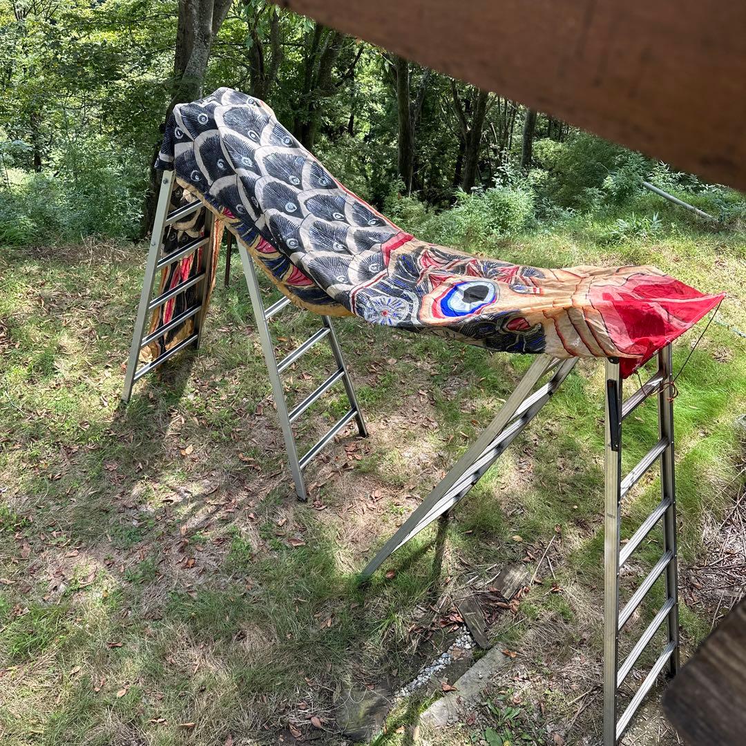 【希少・古布】蔵出しアンティーク鯉のぼり 麻布製 手描き彩色 5.2m 昭和初期