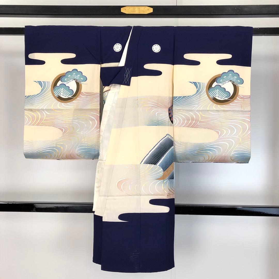 子供着物 お宮参り 七五三 祝着 襦袢付 兜に龍 金銀彩 CK-7363