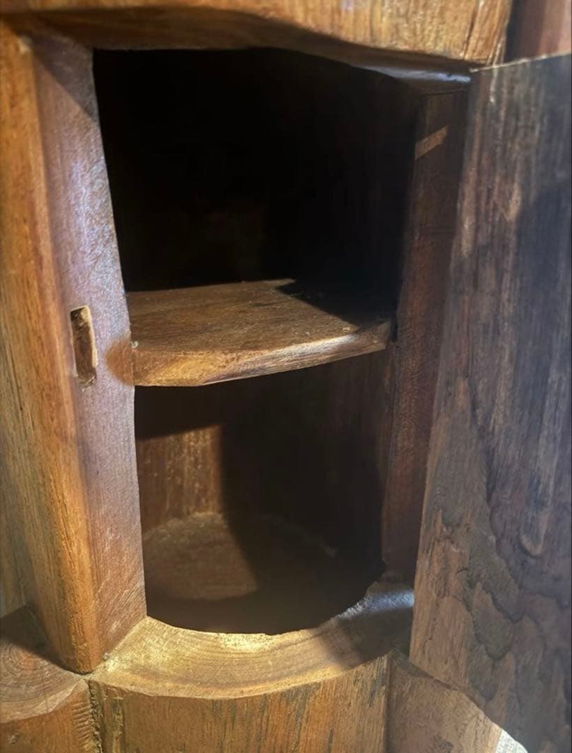 木製ランプスタンド付きテーブル