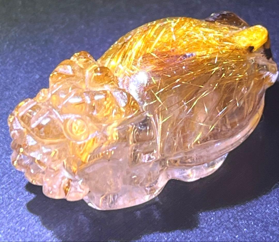 ルチルクォーツ　ロングイ　天然石　開運　招財　龍亀　タイチンルチル