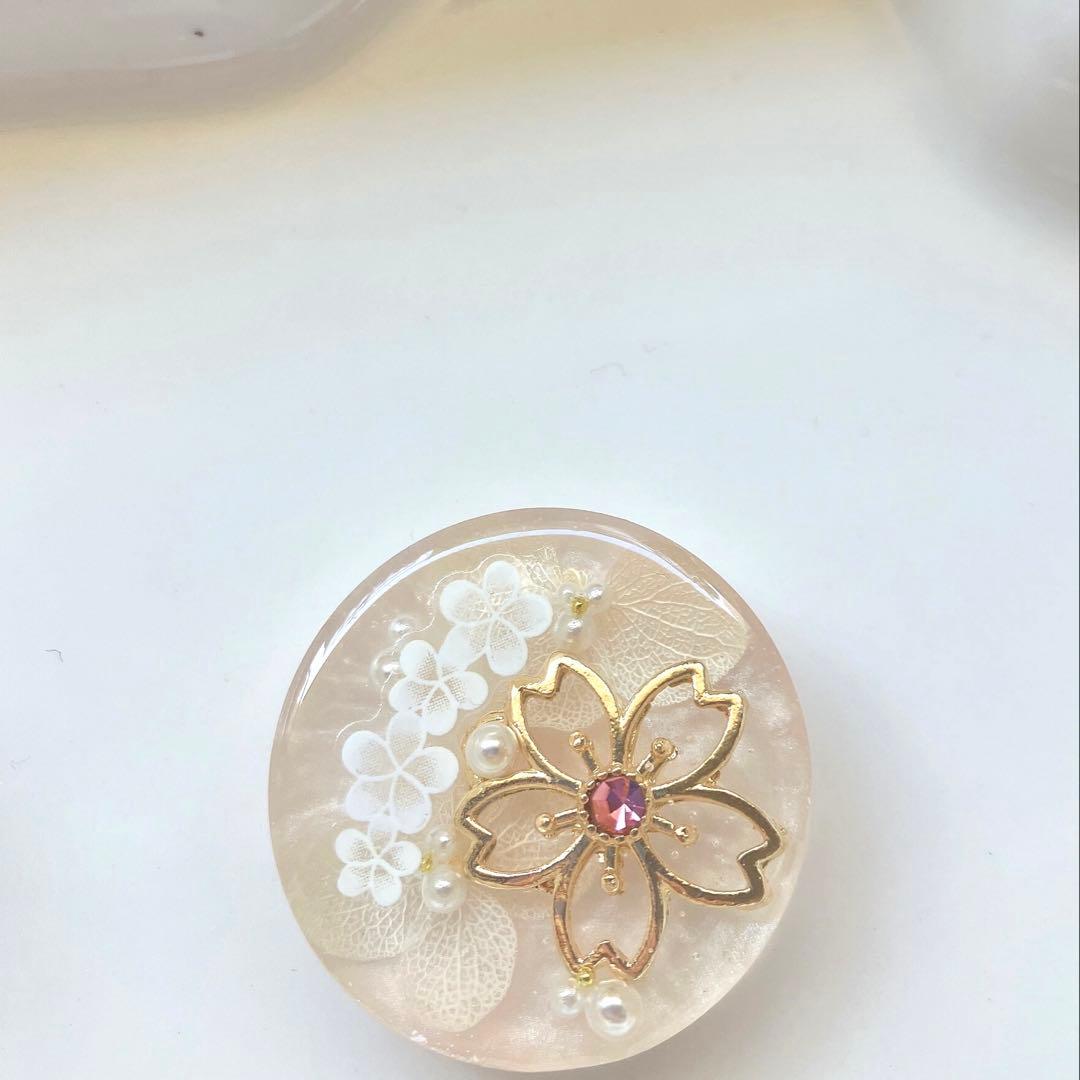 レジン　ヘアゴム　桜と紫陽花　ホワイト◡̈♥︎