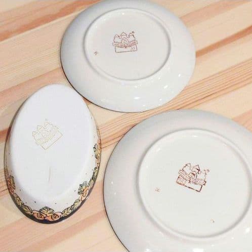 レア柄★ポーリッシュポタリー　丸プレート&ミニオーバル３点セット