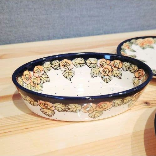 レア柄★ポーリッシュポタリー　丸プレート&ミニオーバル３点セット