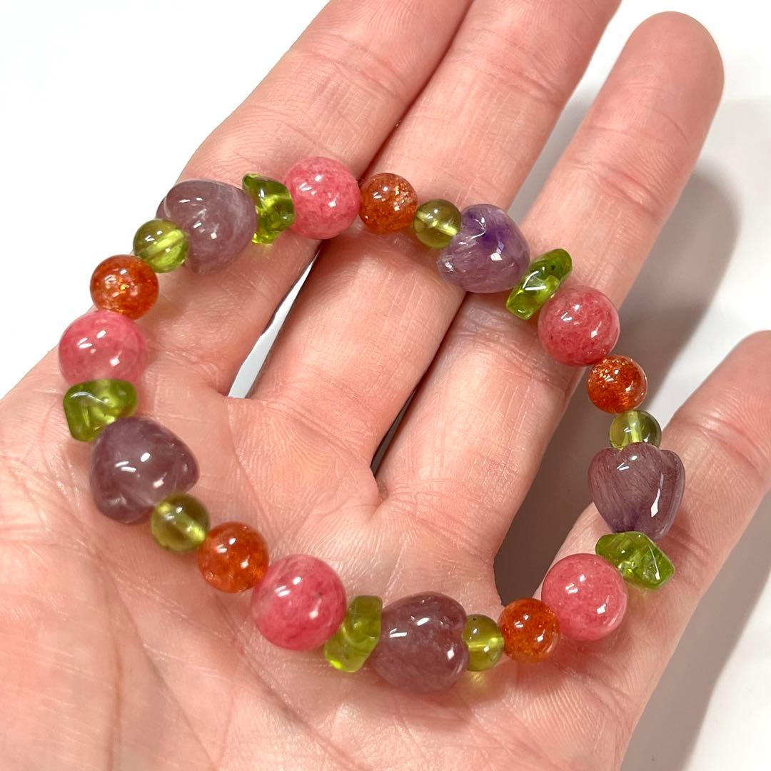 デザインブレスレット　春の花々と新緑をイメージした春色ガーデン　スーパーセブン