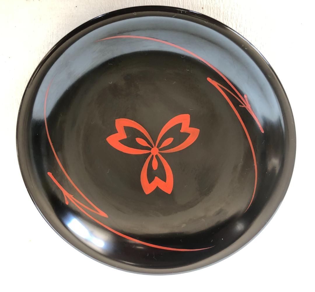 銘々皿 漆塗 民芸絵変わり鈴木繁男デザイン 5枚 取皿 5寸 14.5ｃｍ 木製