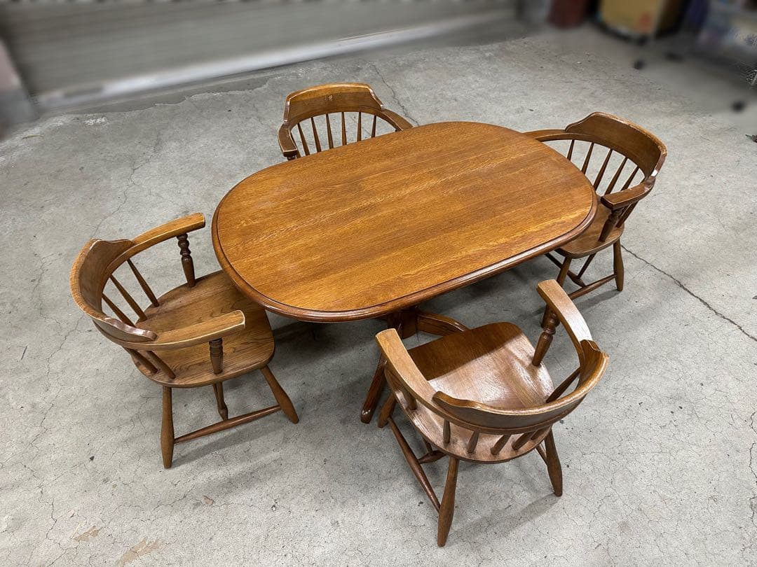 飛騨高山　柏木工　4人用ダイニングテーブルセット　チェア4脚