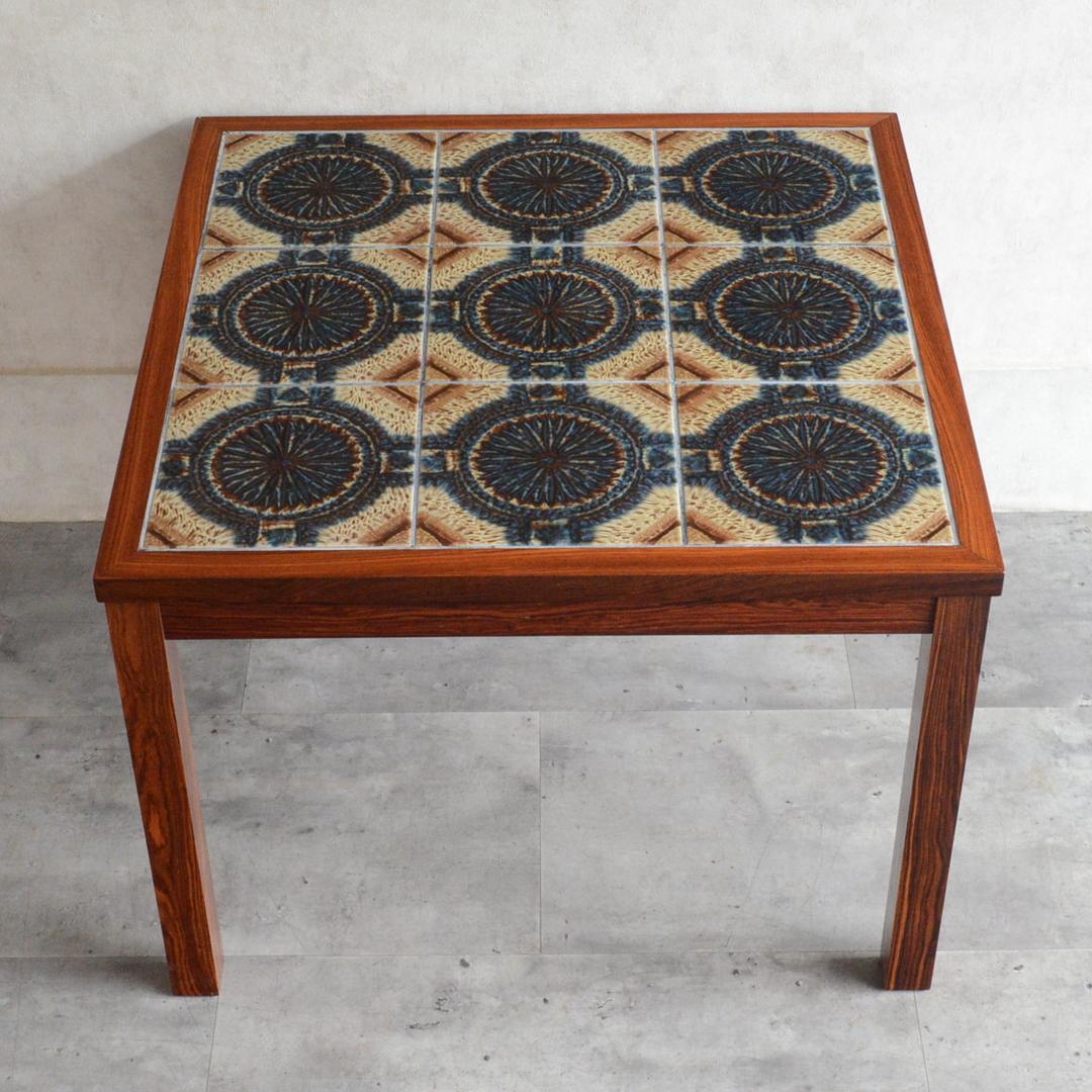 デンマーク 北欧ヴィンテージ タイルトップ ローテーブル ローズウッド 北欧家具