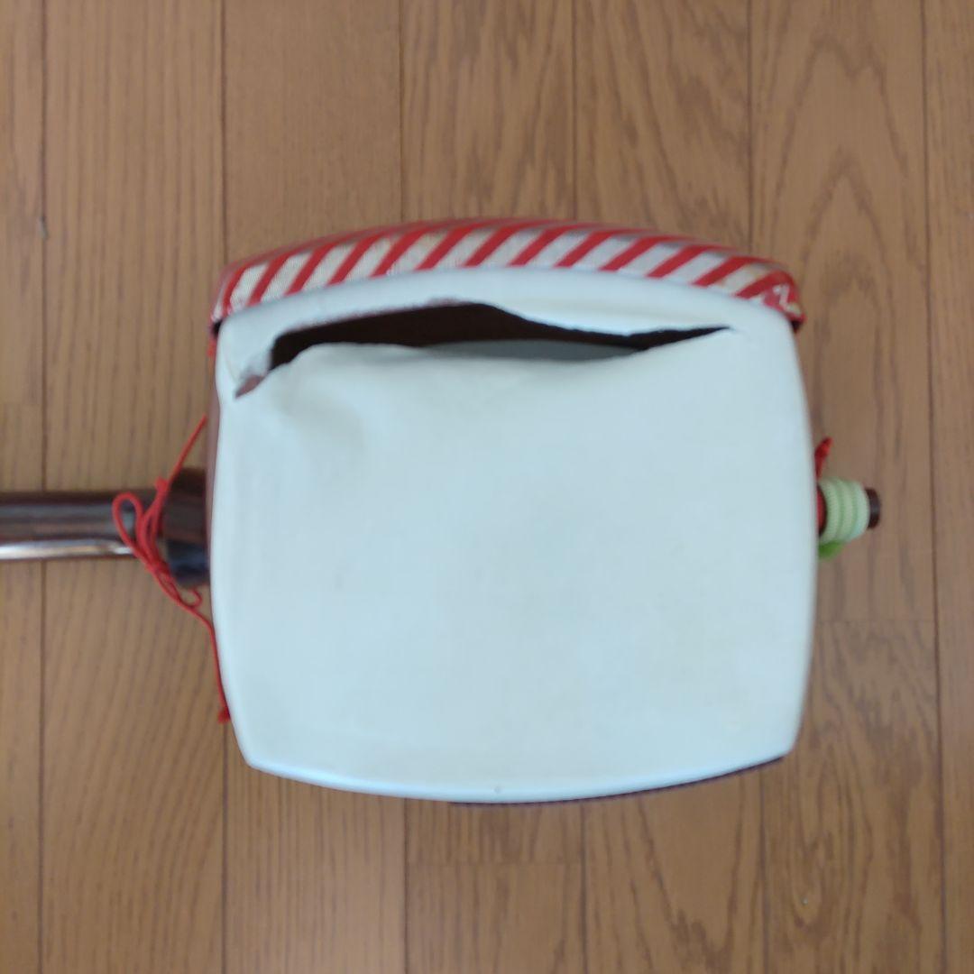 三味線　中棹　正寸　犬張り替え済み　裏破れあり　ハードケース付き