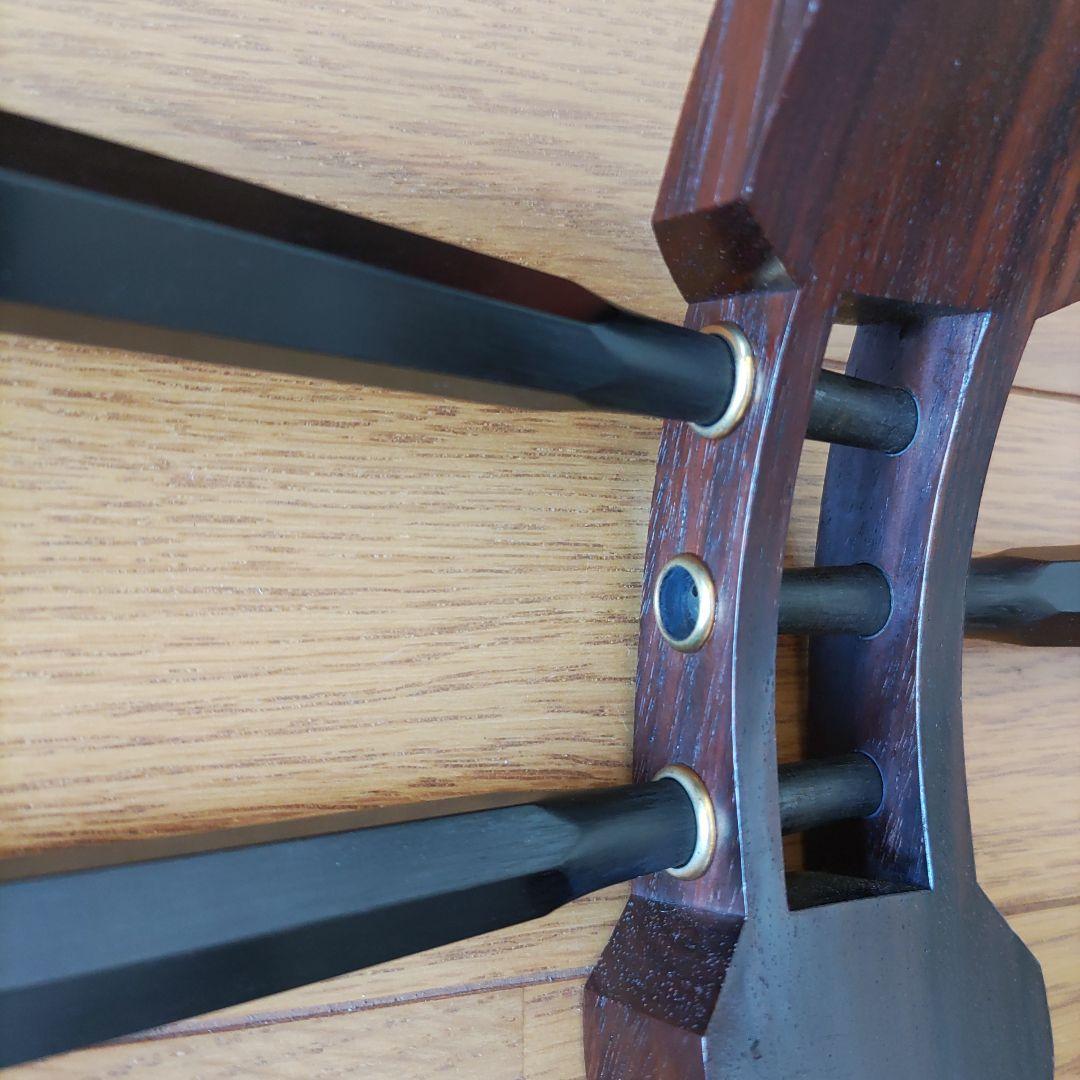 三味線　中棹　正寸　犬張り替え済み　裏破れあり　ハードケース付き