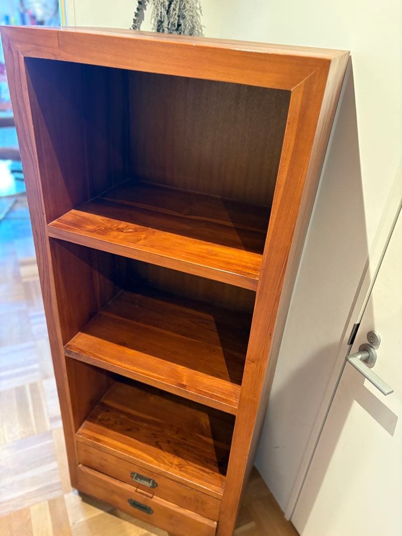 オールドチーク 無垢材 ブックシェルフ 3段+引き出し×2 価格交渉歓迎