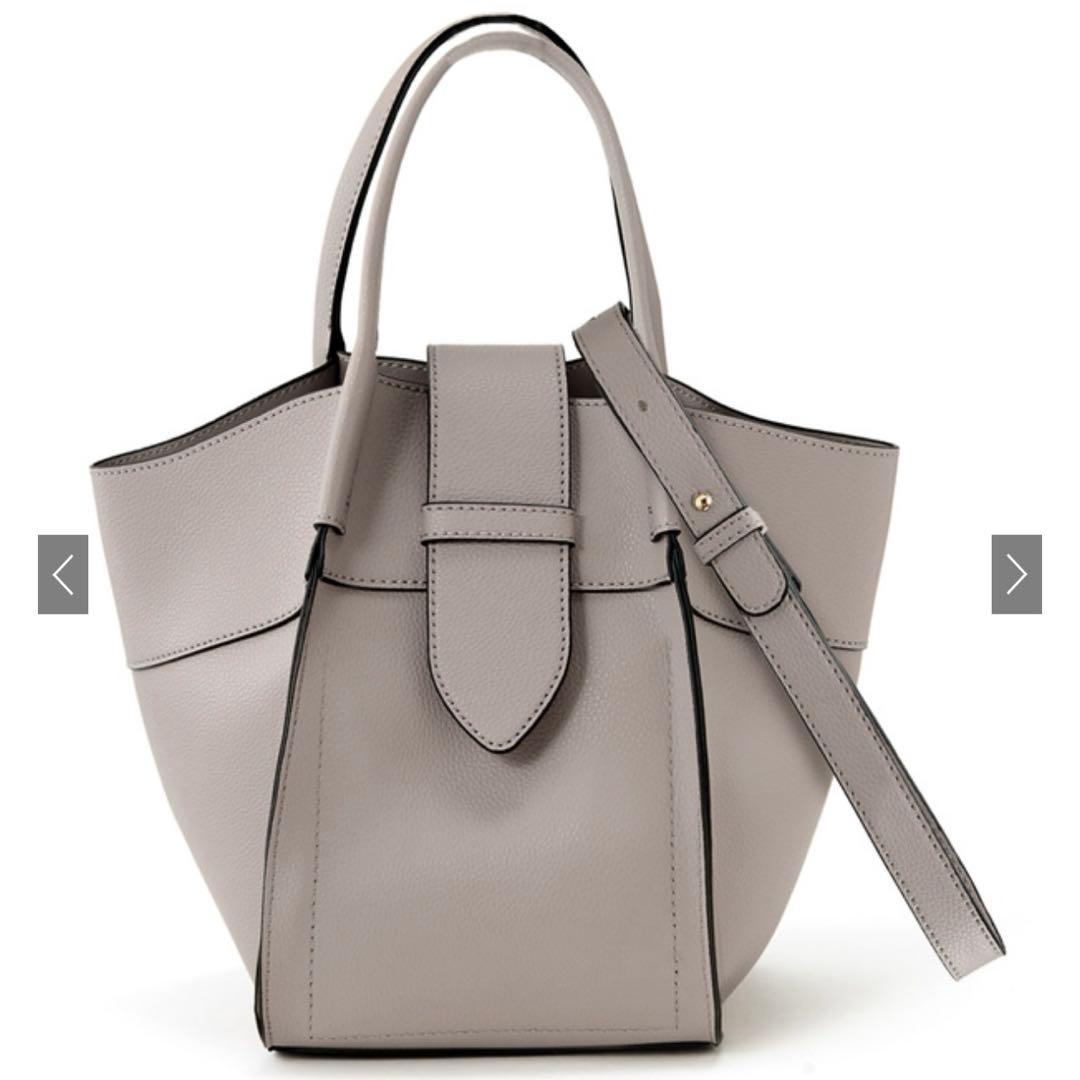 美品】2way配色レザーショルダーバッグ グレージュ tr228b - メルカリ