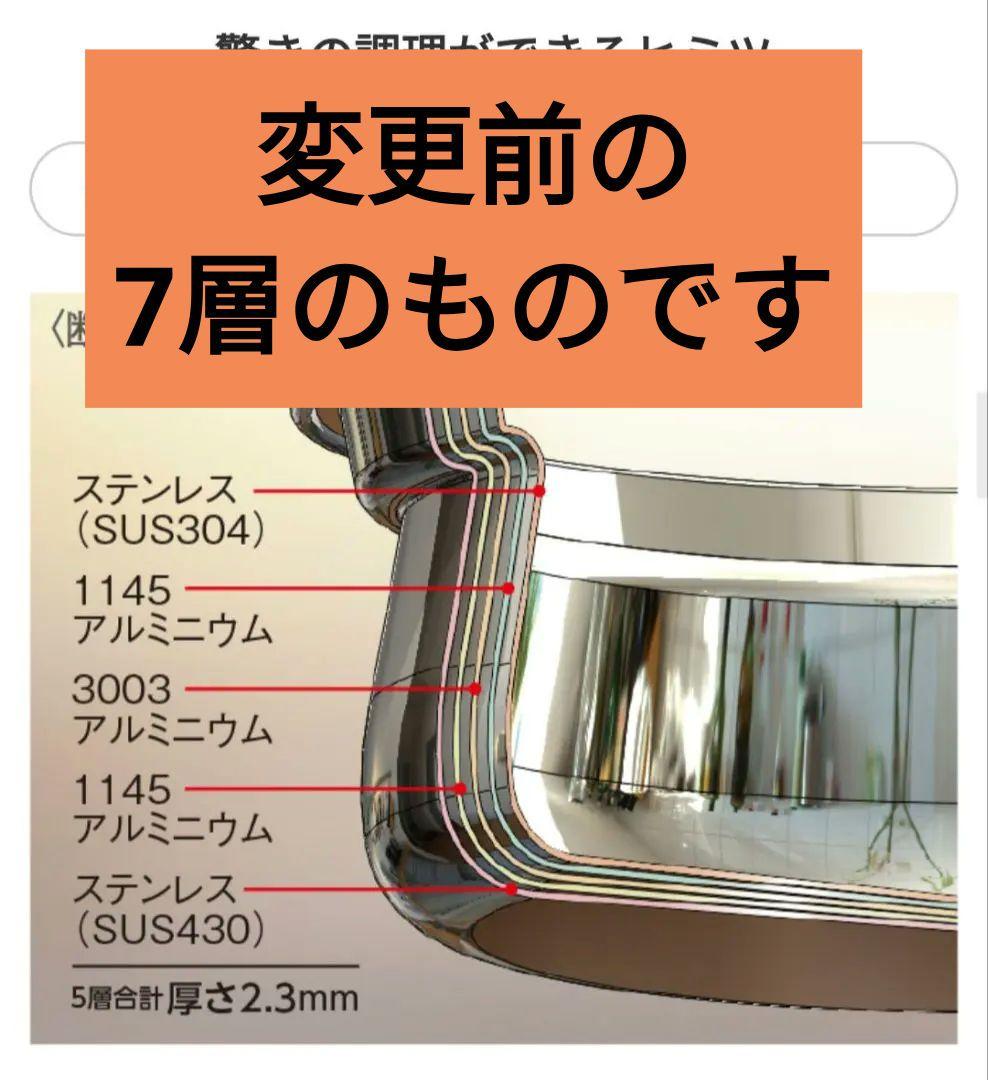 アサヒ軽金属…コストダウン前7層プリンセスなべSLセットIH対応…鍋外径21cm