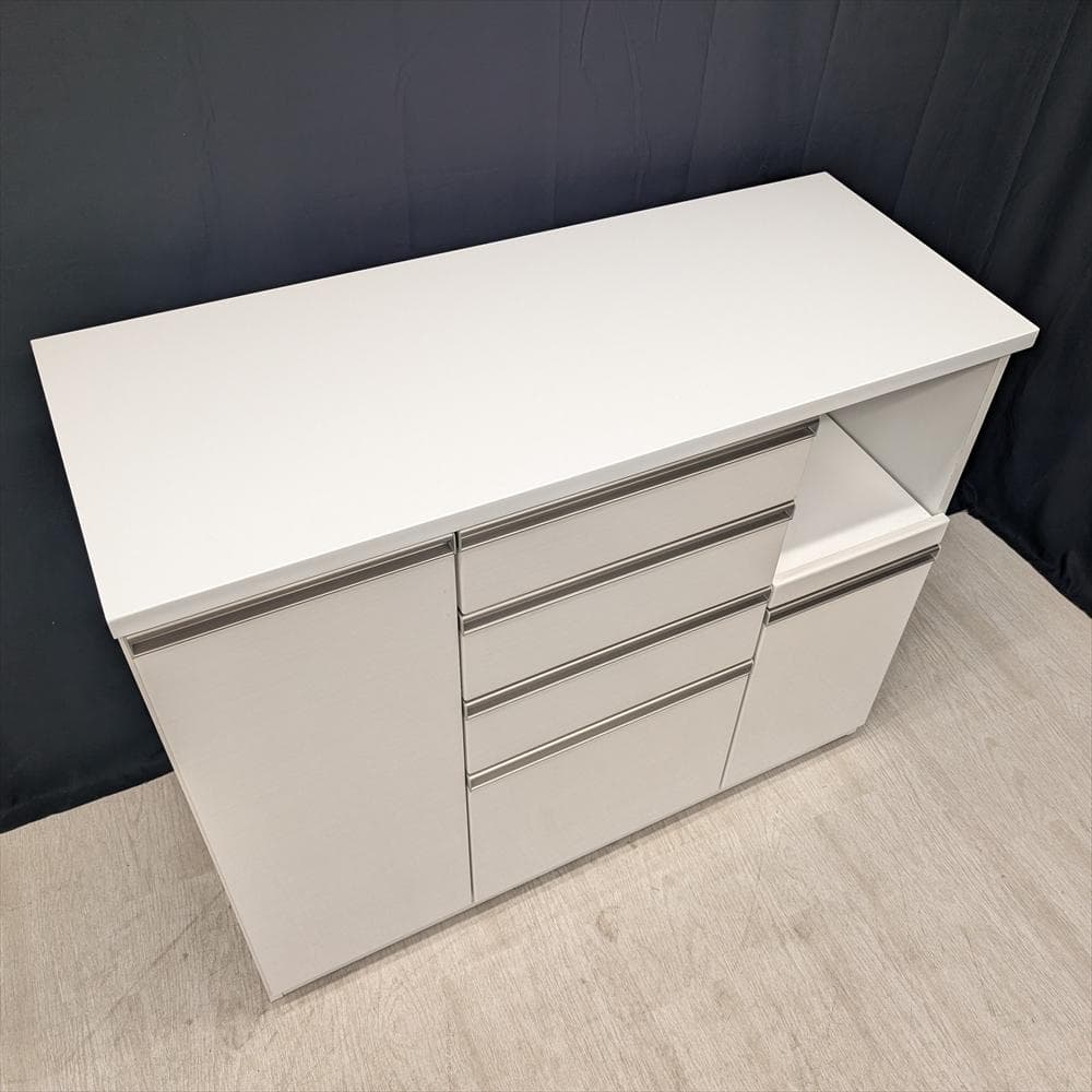 美品 三幸ジャパン 木目調 キッチンカウンター レンジ台 食器棚 収納庫