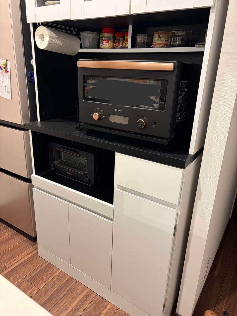 【値下げ】食器棚　カップボード　ブラックxホワイト