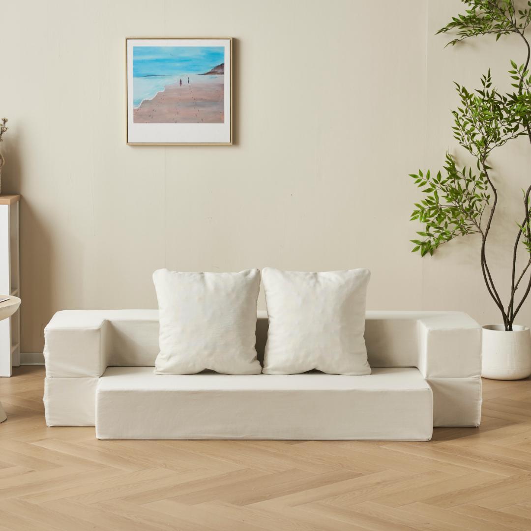 2人掛けソファベッド 組立て不要 フロアソファ コンパクト ローソファ ソファー