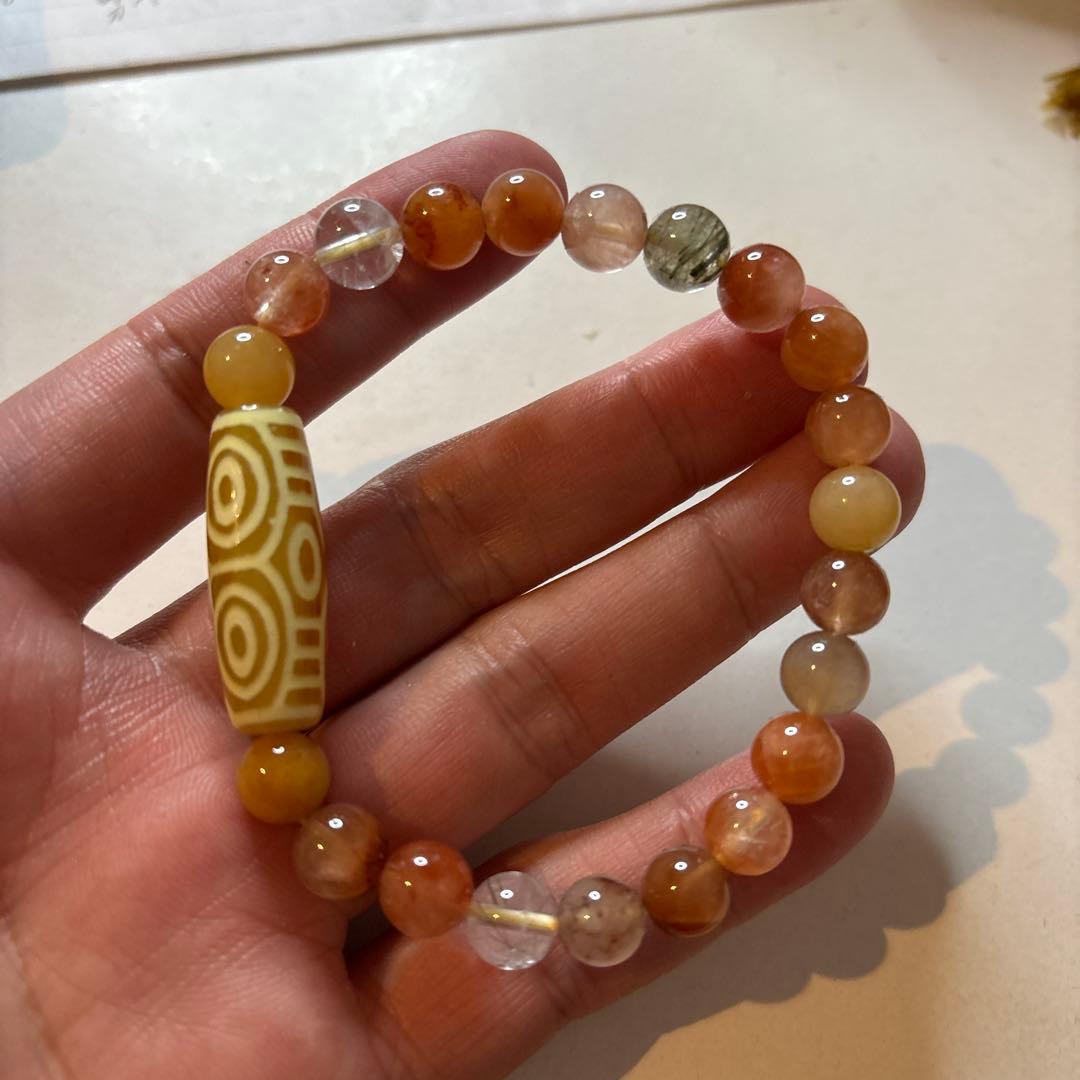 めちゃくちゃ綺麗！黄龍眼天珠！ミックスルチル！ズドドーンとくる！