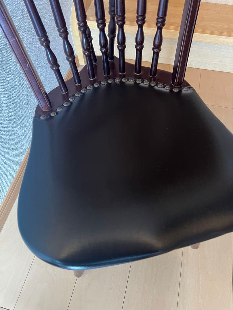 秋田木工　ヴィンテージ　チェア　希少　鋲打ち　ダークブラウン スピンドルチェア