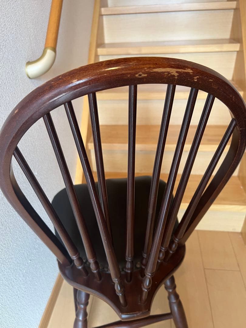 秋田木工　ヴィンテージ　チェア　希少　鋲打ち　ダークブラウン スピンドルチェア