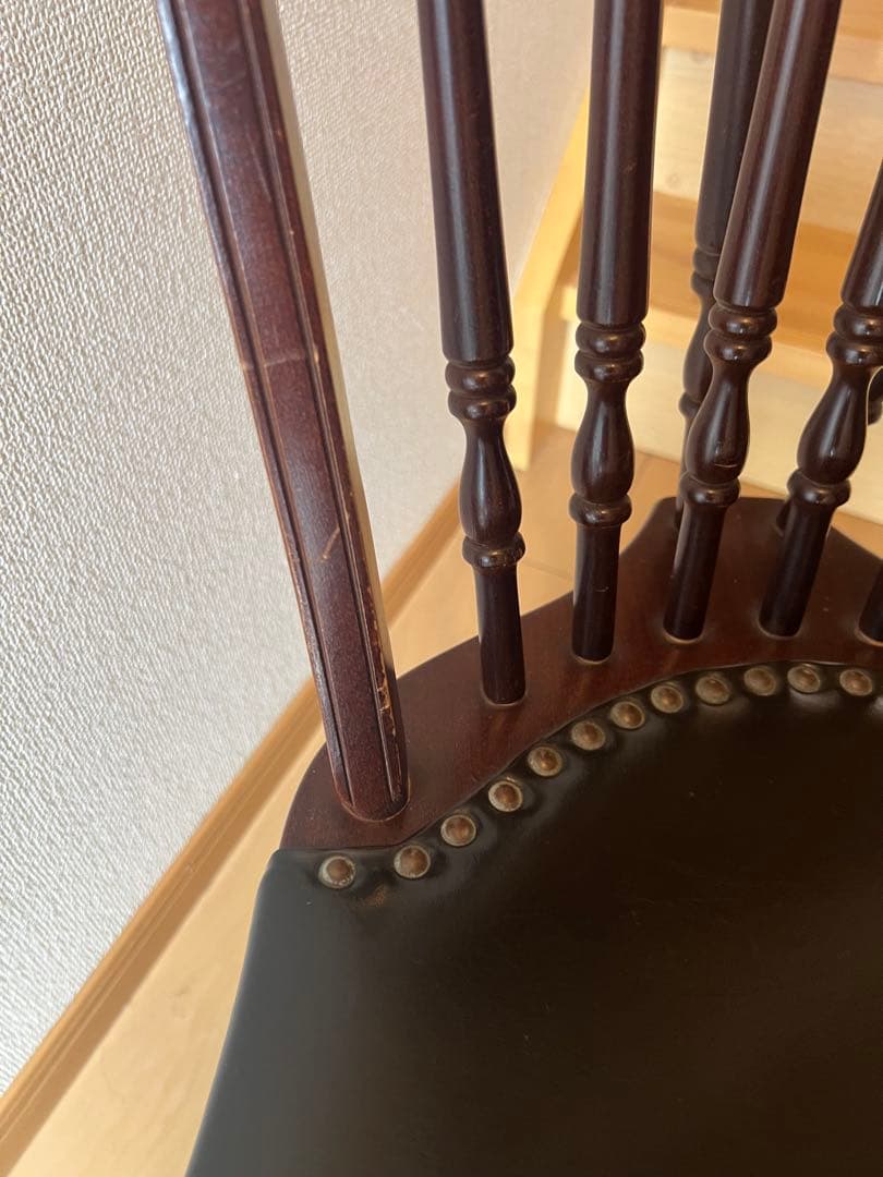 秋田木工　ヴィンテージ　チェア　希少　鋲打ち　ダークブラウン スピンドルチェア