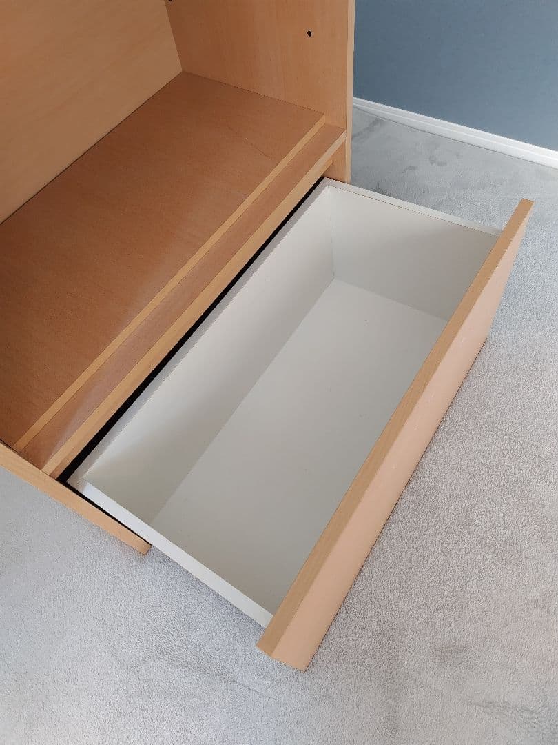 ベルメゾン　木製オープンシェルフ　棚板・引き出し付き