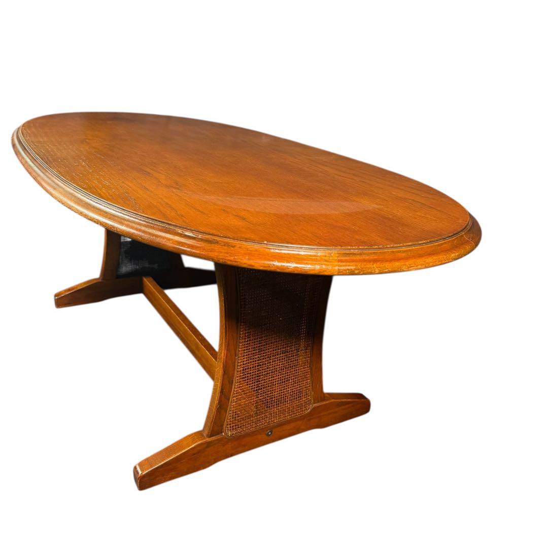 HR736 三越ブルージュ　籐　ラタン　ローテーブル　コーヒーテーブル