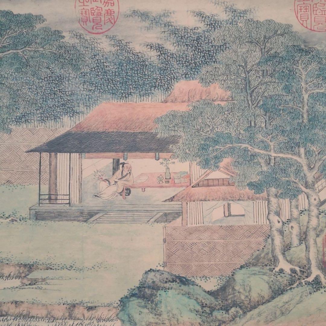 携琴訪友図 長巻 70×340cm 山水人物 - メルカリ