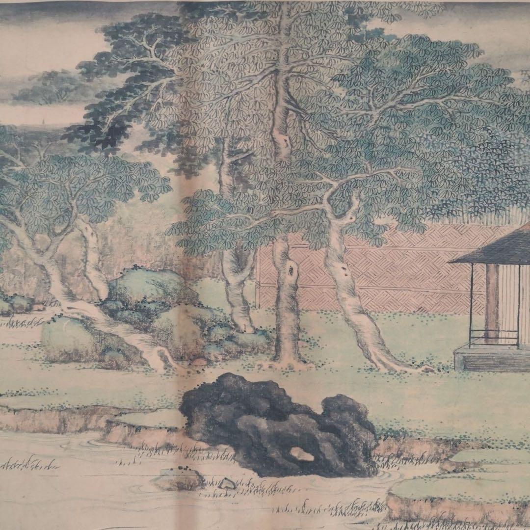 携琴訪友図 長巻 70×340cm 山水人物 - メルカリ