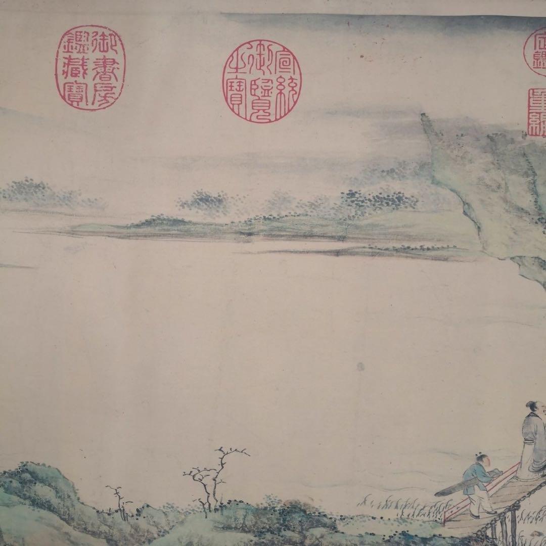 携琴訪友図 長巻 70×340cm 山水人物 - メルカリ