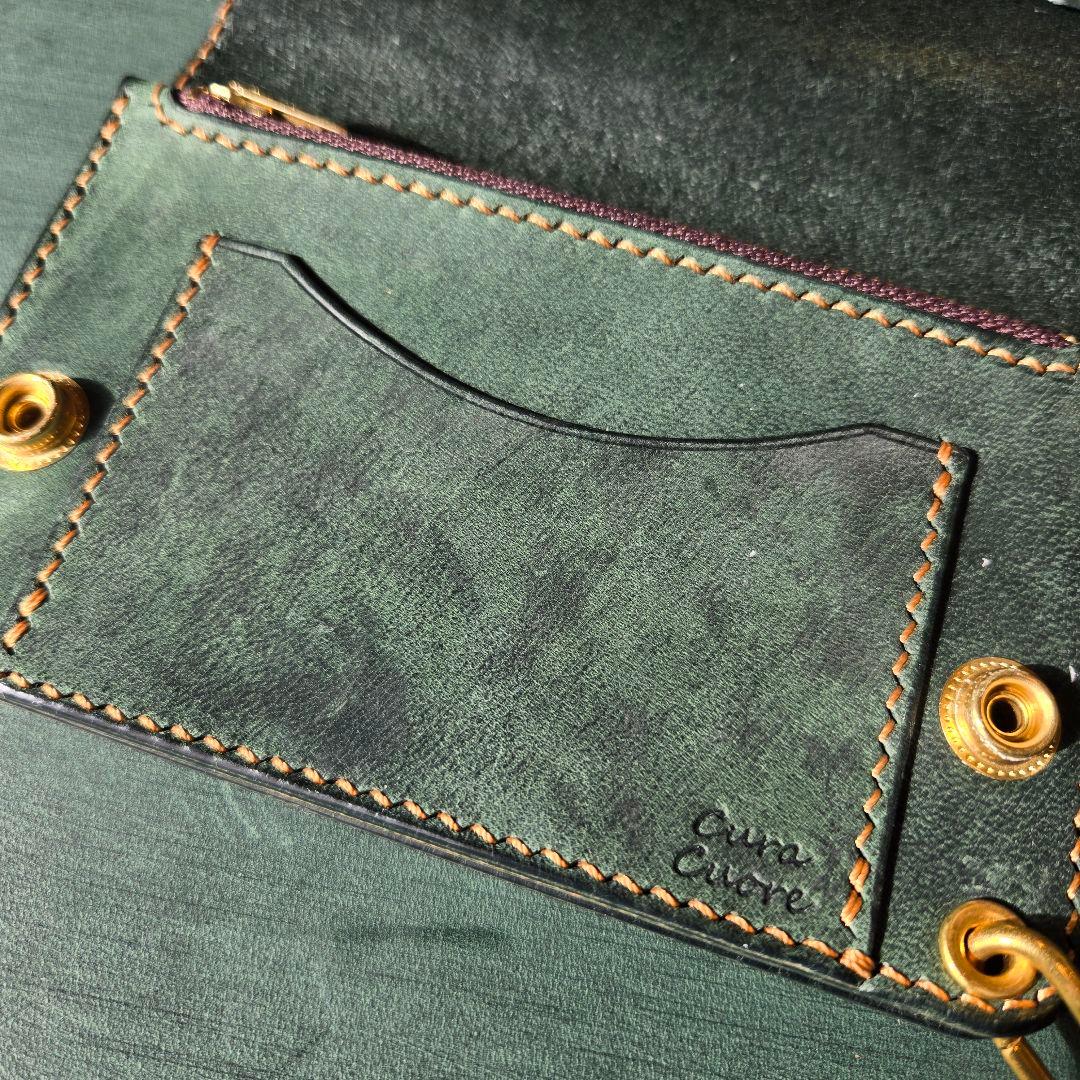 271ミドル　トラッカーウォレット イタリアンレザーTEXAS【グリーン】