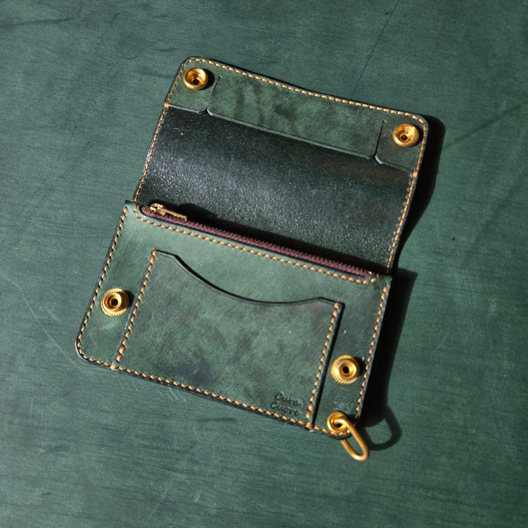 271ミドル　トラッカーウォレット イタリアンレザーTEXAS【グリーン】