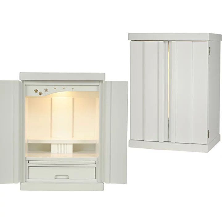 【値引き可能】家具調仏壇ホワイトLED照明付き 15号サイズ