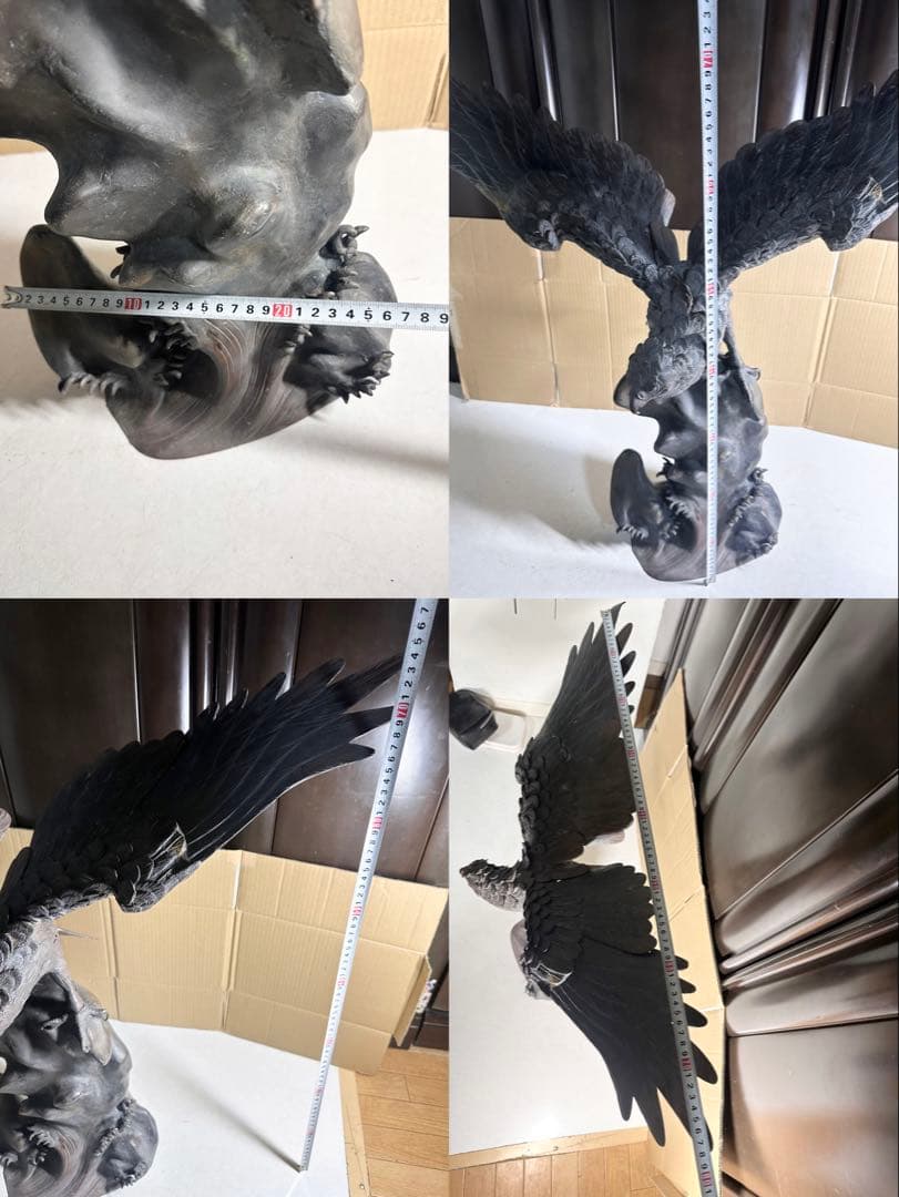 秀正作 鷹 鷲 銅像 アンティーク 工芸品 銅 置物 骨董 銅製 銅器 骨董品