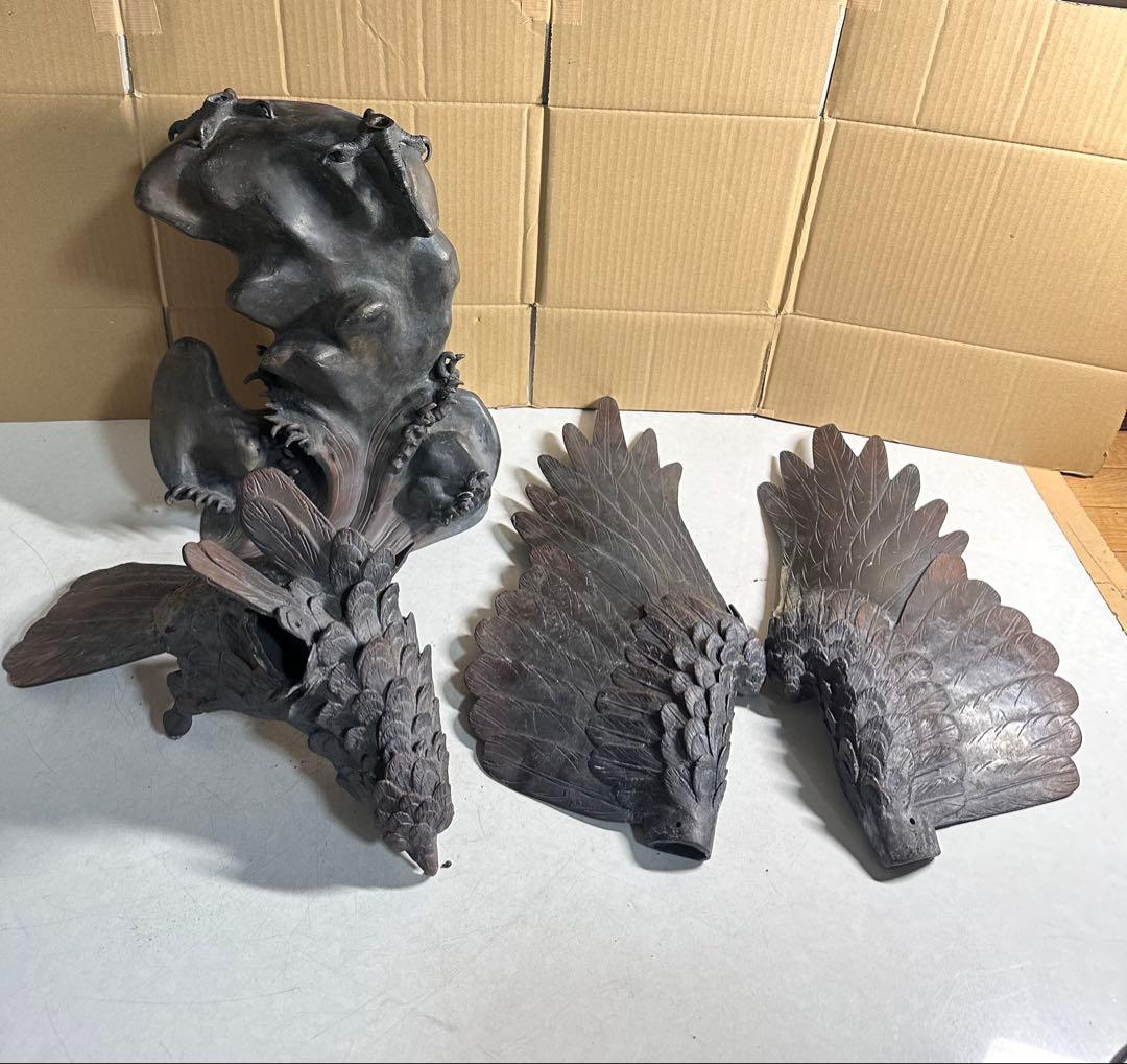 秀正作 鷹 鷲 銅像 アンティーク 工芸品 銅 置物 骨董 銅製 銅器 骨董品