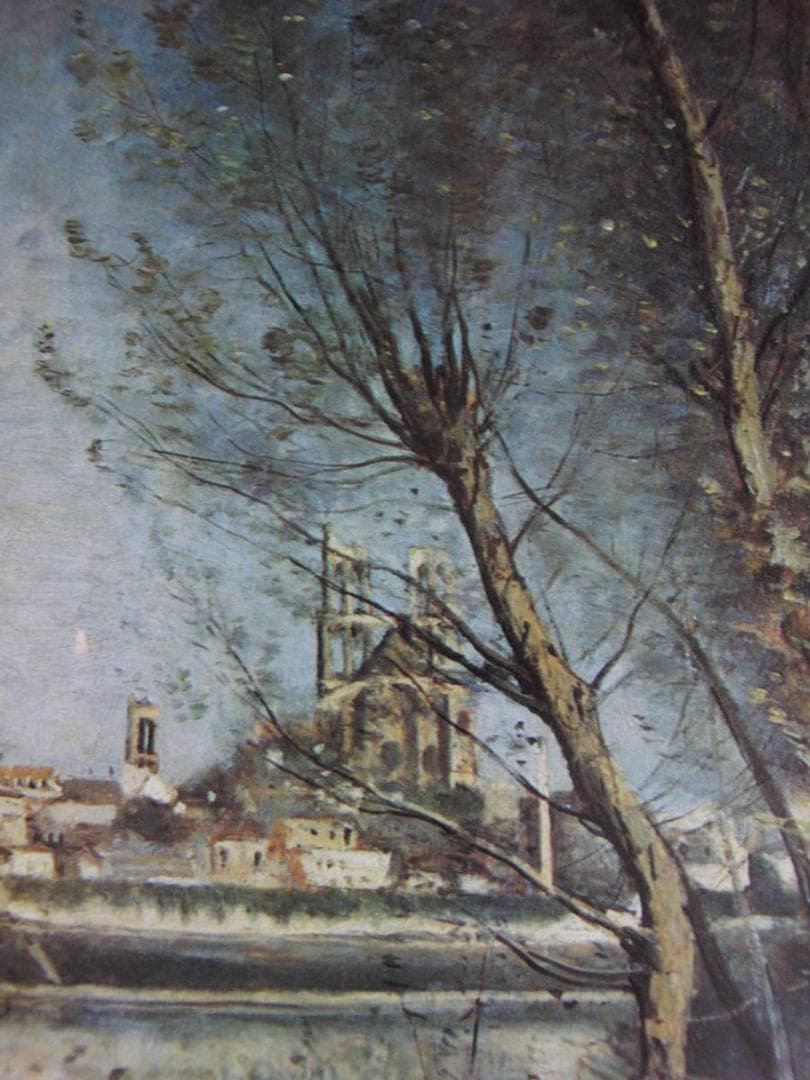 ジャン＝バティスト・カミーユ・コロー、【マント大聖堂】、希少な額装用画集より